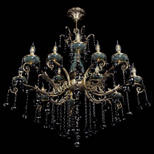 Люстра бронзовая Алфея Малахит №12 шар черная в Нижнем Новгороде Гусь Хрустальный