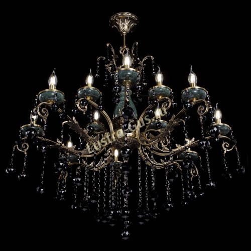 Люстра бронзовая Алфея Малахит №12 шар черная в Нижнем Новгороде Гусь Хрустальный
