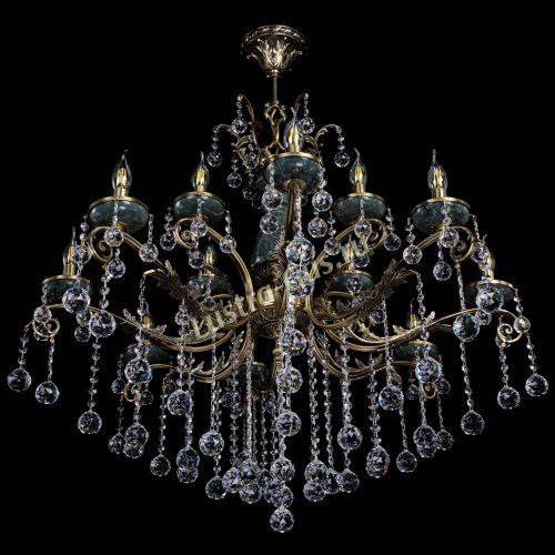 Люстра бронзовая Алфея Малахит №12 шар в Нижнем Новгороде Гусь Хрустальный