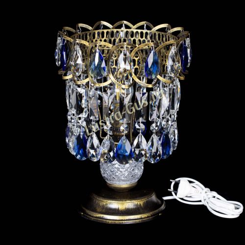 Настольная лампа Астра №1 под бронзу Синяя в Нижнем Новгороде Гусь Хрустальный
