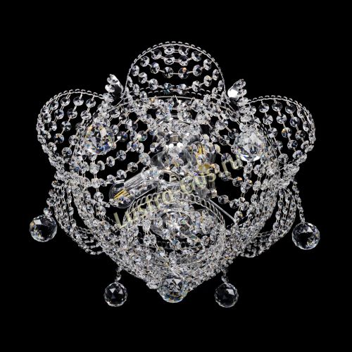 Люстра Камея Анна с подвесом, диаметр - 450 мм, цвет - серебро Гусь Хрустальный